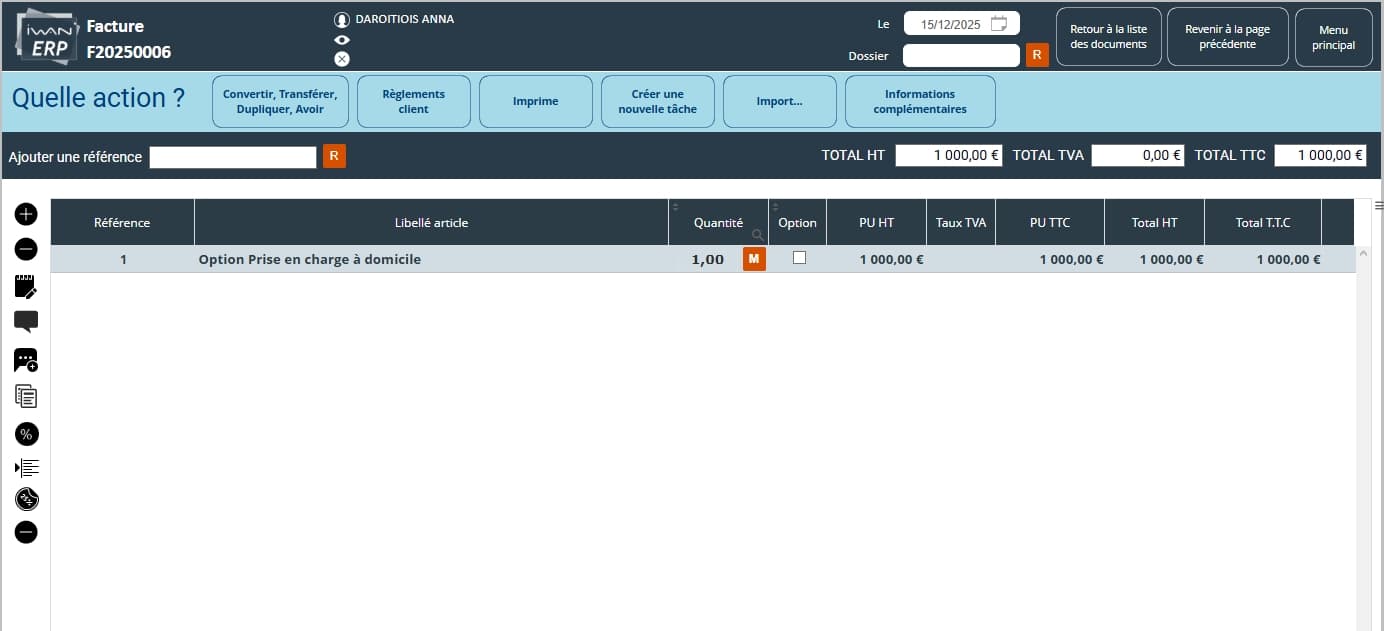 Aperçu de la plateforme RESAWAN - Facture